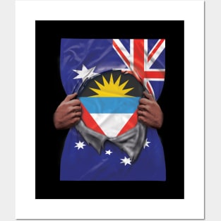 Antigua & Barbuda Flag Australian Flag Ripped - Gift for Antiguan & Barbudan From Antigua & Barbuda Posters and Art